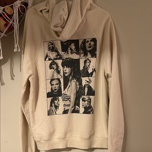Taylor Swift Cream Hoodie with Black Graphic
